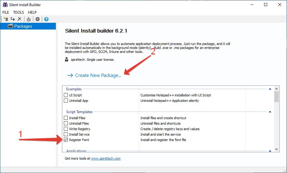 font installation template via gpo or exe file.