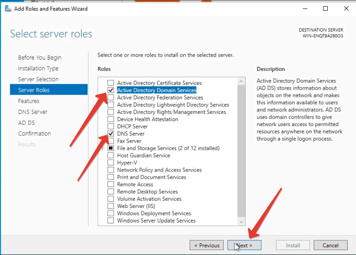 How to install Group Policy Management" and "DNS Server.